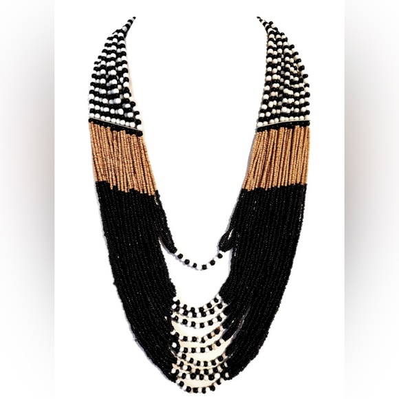 Glass and Wood Seed Bead Necklace - Picture 1 of 1